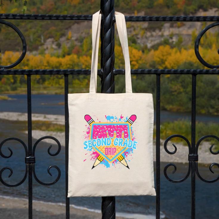 Second Grade Drip Ice Cream Home Plate Baseball Teachers Kid Canvas Tote Bag, funny design