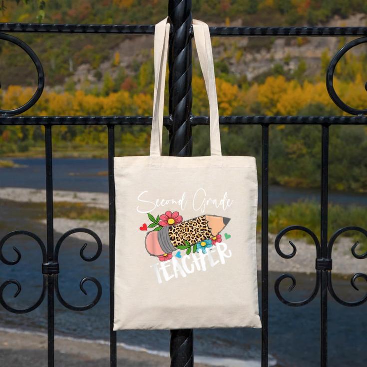 Second Grade Teacher Leopard Pencil 2nd Grade Women Teacher Canvas Tote Bag, 2nd Grade Teacher Gifts, funny design