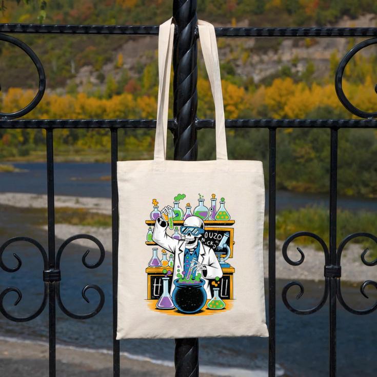 Skeleton Mad Scientist Halloween Costume Science Teacher Canvas Tote Bag, Science Teacher Gifts, funny design Skeleton Mad Scientist Halloween Costume Science Teacher Canvas Tote Bag, Science Teacher Gifts, funny design