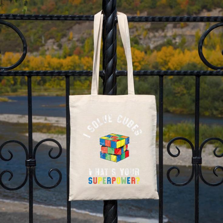 I Solve Cubes Speed Cubing Vintage Youth Math Teacher Canvas Tote Bag, funny design
