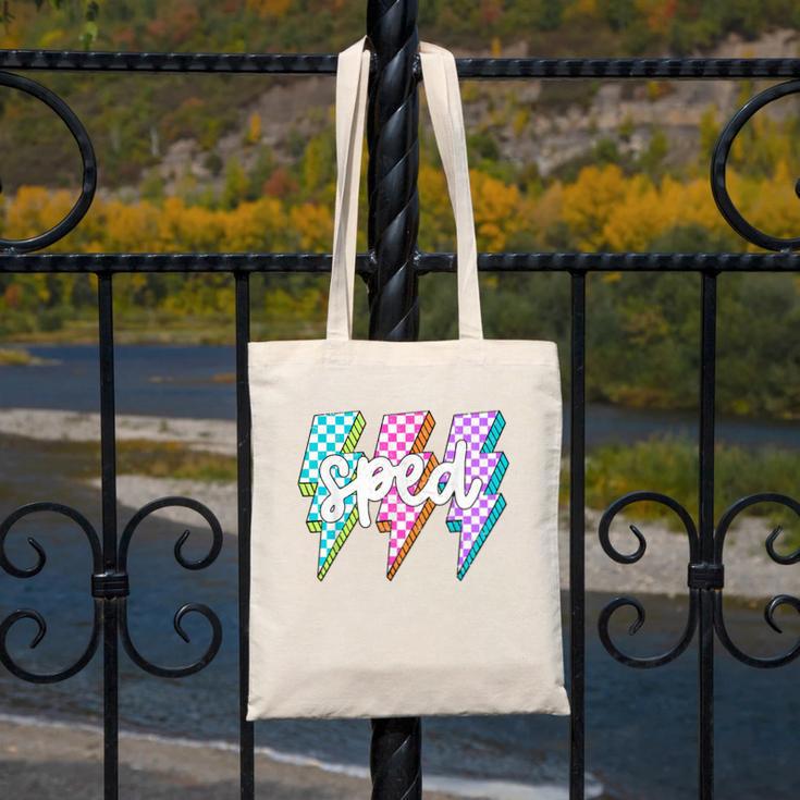 SPED Teacher Squad Lightning Bolt Special Education Canvas Tote Bag, funny design SPED Teacher Squad Lightning Bolt Special Education Canvas Tote Bag, funny design