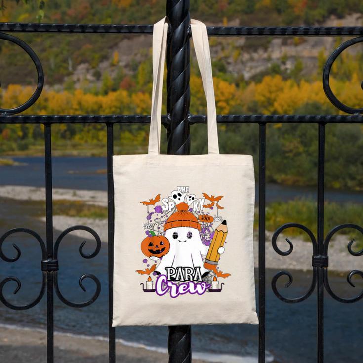 Spooky Para Crew Ghost Halloween Paraprofessional Teacher Canvas Tote Bag, funny design Spooky Para Crew Ghost Halloween Paraprofessional Teacher Canvas Tote Bag, funny design