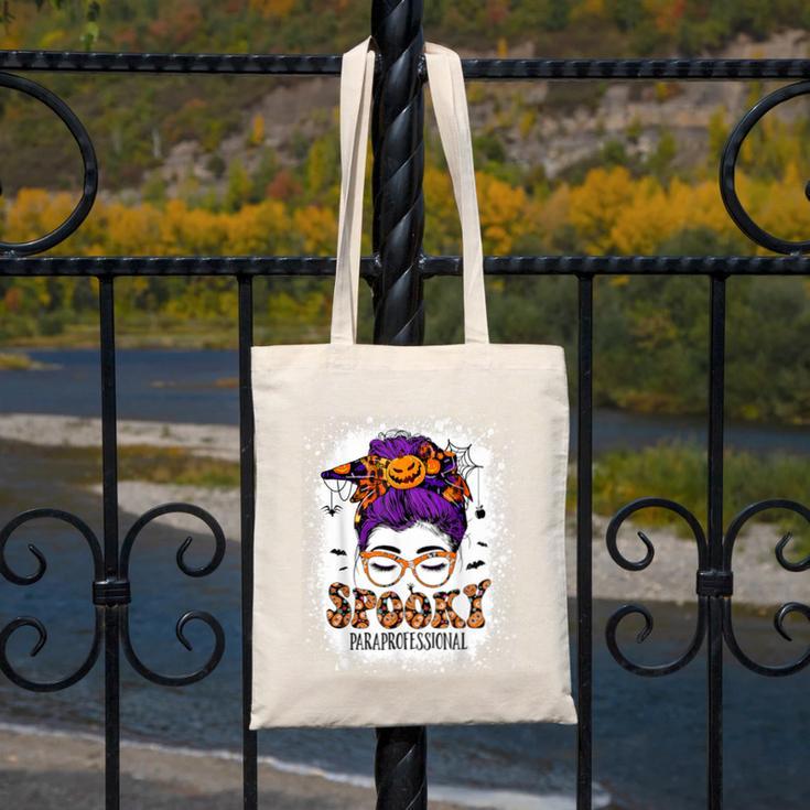 Spooky Paraprofessional Life Halloween Messy Bun Teacher For Men Women Canvas Tote Bag, funny design Spooky Paraprofessional Life Halloween Messy Bun Teacher For Men Women Canvas Tote Bag, funny design