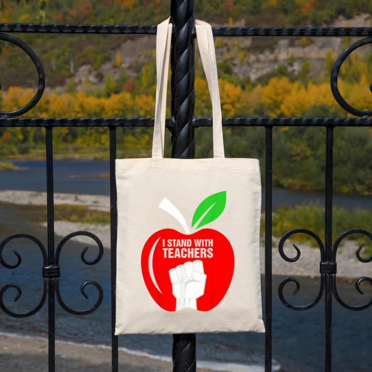 I Stand With Teachers Tshirt Canvas Tote Bag, funny design