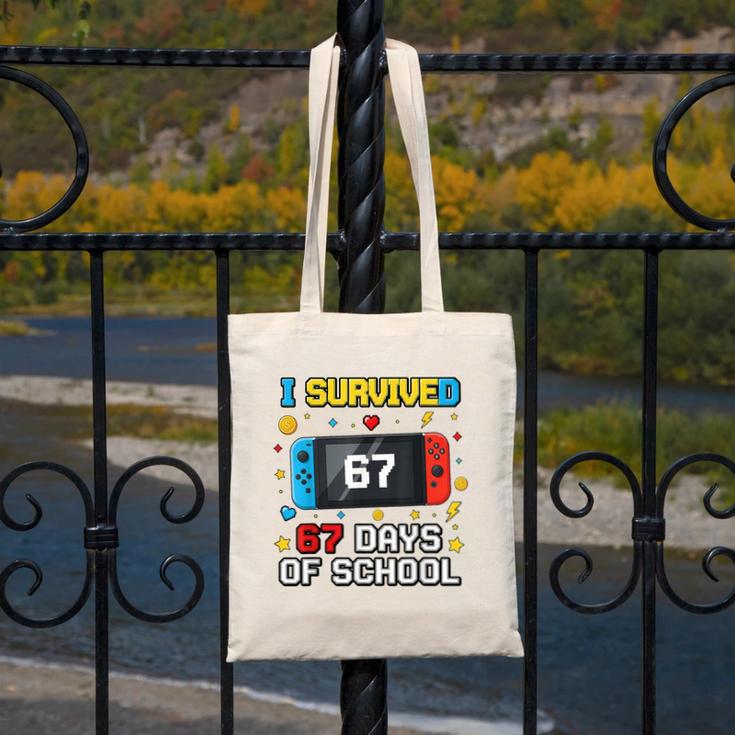 I Survived 67 Days Of School 67 Teacher Squad Matching Canvas Tote Bag, funny design I Survived 67 Days Of School 67 Teacher Squad Matching Canvas Tote Bag, funny design