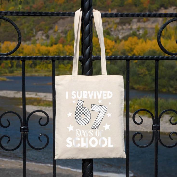 I Survived 67 Days Of School Teachers Students Canvas Tote Bag, funny design