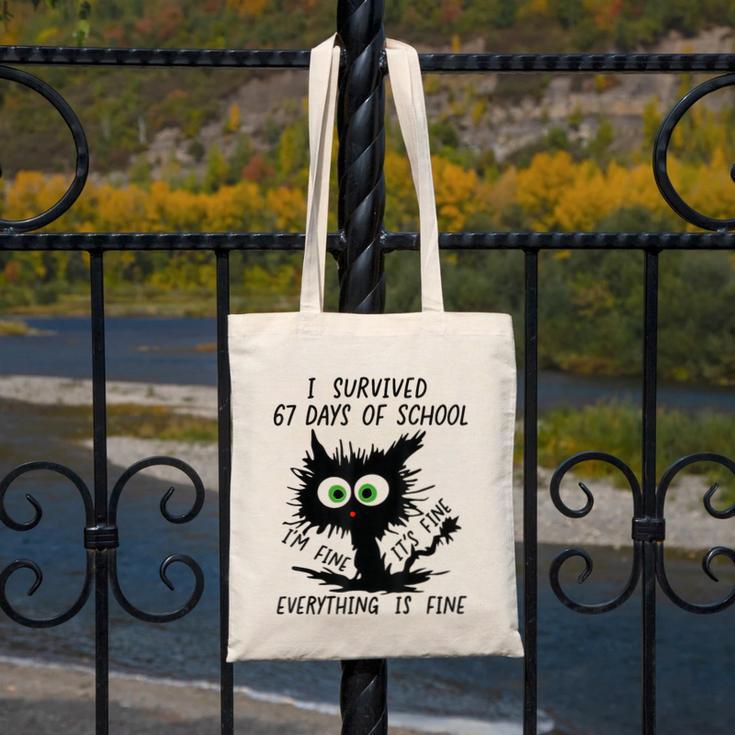 I Survived 67 Days Of School Teachers Students Humor Canvas Tote Bag, funny design I Survived 67 Days Of School Teachers Students Humor Canvas Tote Bag, funny design