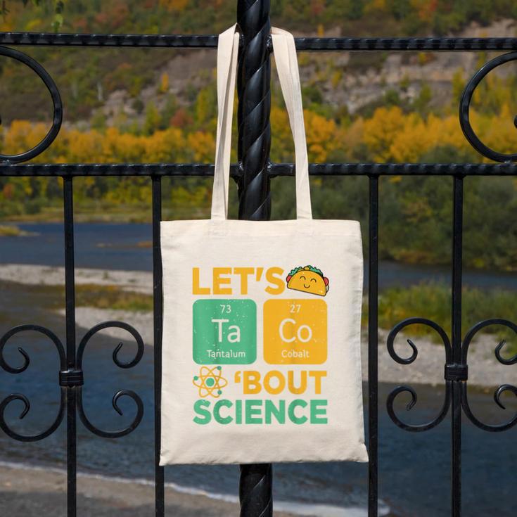 Lets Tacos Bout Science Teacher Chemistry Physics Canvas Tote Bag, Science Teacher Gifts, funny design