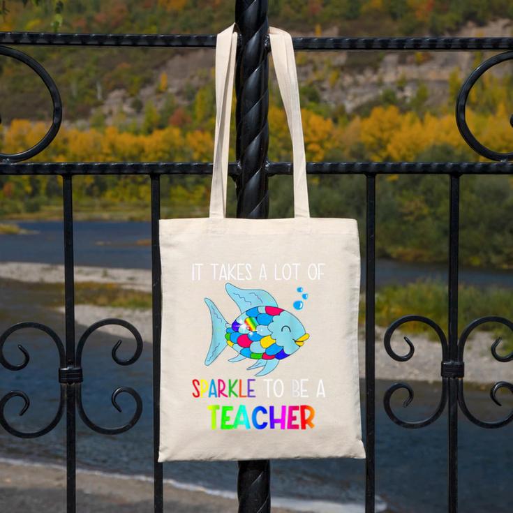 It Takes A Lot Of Sparkle To Be A Teacher Rainbow Fish For Men Women Canvas Tote Bag, funny design It Takes A Lot Of Sparkle To Be A Teacher Rainbow Fish For Men Women Canvas Tote Bag, funny design
