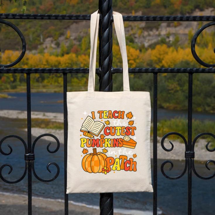 I Teach The Coolest Pumpkins In The Patch Teacher Halloween Canvas Tote Bag, funny design