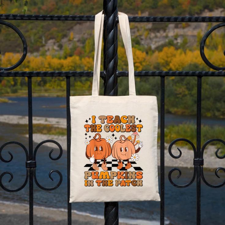 I Teach The Coolest Pumpkins In The Patch Teacher Halloween Canvas Tote Bag, funny design