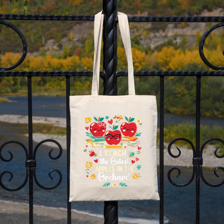 I Teach The Cutest Apples In The Orchard Cute Fall Teacher Canvas Tote Bag, funny design I Teach The Cutest Apples In The Orchard Cute Fall Teacher Canvas Tote Bag, funny design