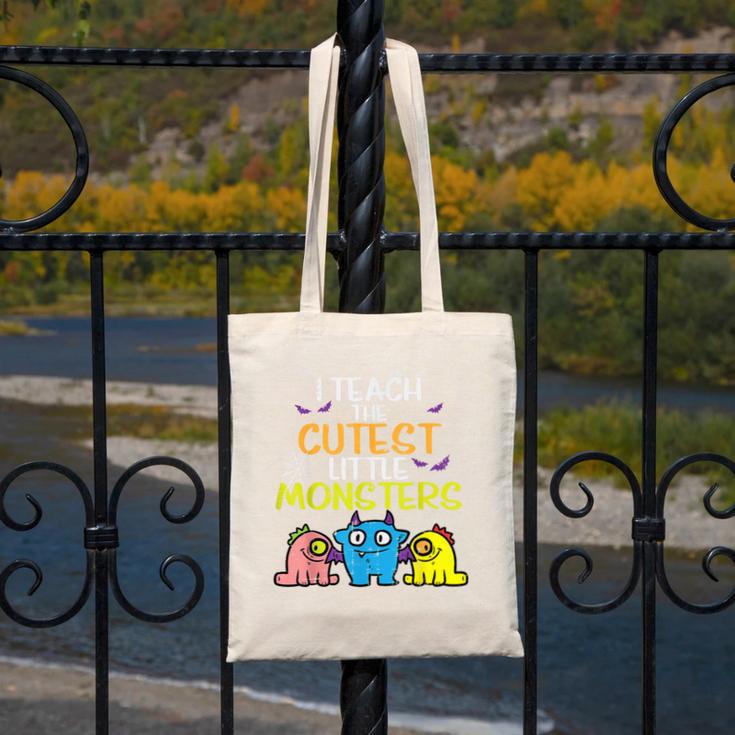 I Teach Cutest Little Monsters Halloween Teacher Men Women Canvas Tote Bag, funny design I Teach Cutest Little Monsters Halloween Teacher Men Women Canvas Tote Bag, funny design