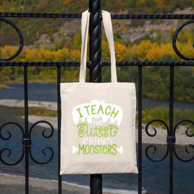 I Teach The Cutest Little Monsters Halloween Teacher Spooky Canvas Tote Bag, funny design I Teach The Cutest Little Monsters Halloween Teacher Spooky Canvas Tote Bag, funny design