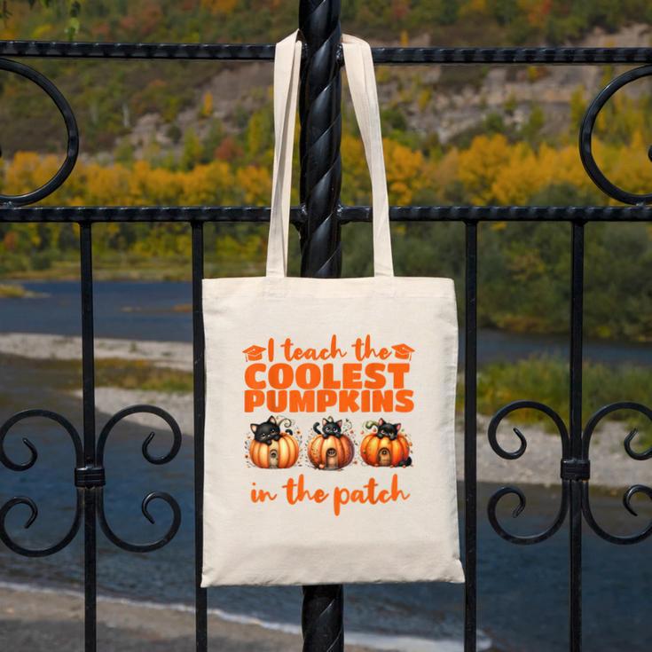 I Teach The Cutest Pumpkins Halloween Teacher Cat Lover Canvas Tote Bag, funny design I Teach The Cutest Pumpkins Halloween Teacher Cat Lover Canvas Tote Bag, funny design
