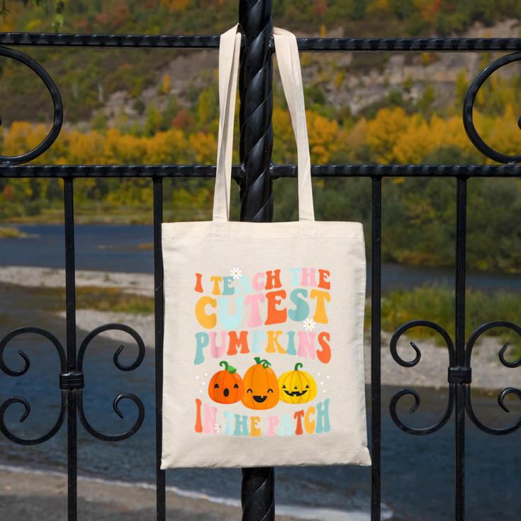 I Teach The Cutest Pumpkins In The Patch Teacher Canvas Tote Bag, funny design I Teach The Cutest Pumpkins In The Patch Teacher Canvas Tote Bag, funny design