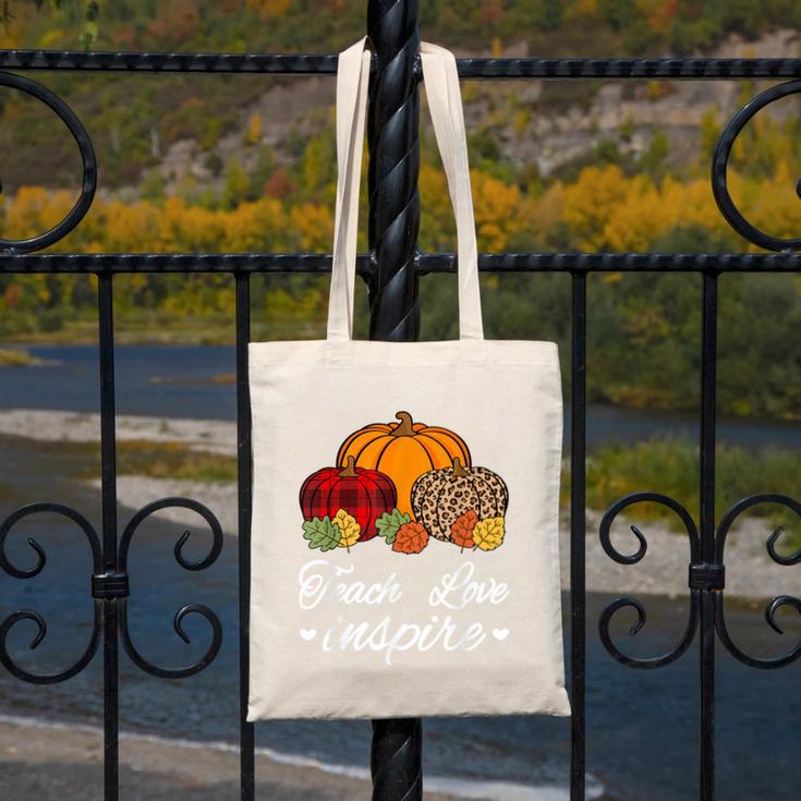 Teach Love Inspire Autumn Fall Plaid Leopard Pumpkin Teacher For Men Women Kids Canvas Tote Bag, funny design Teach Love Inspire Autumn Fall Plaid Leopard Pumpkin Teacher For Men Women Kids Canvas Tote Bag, funny design