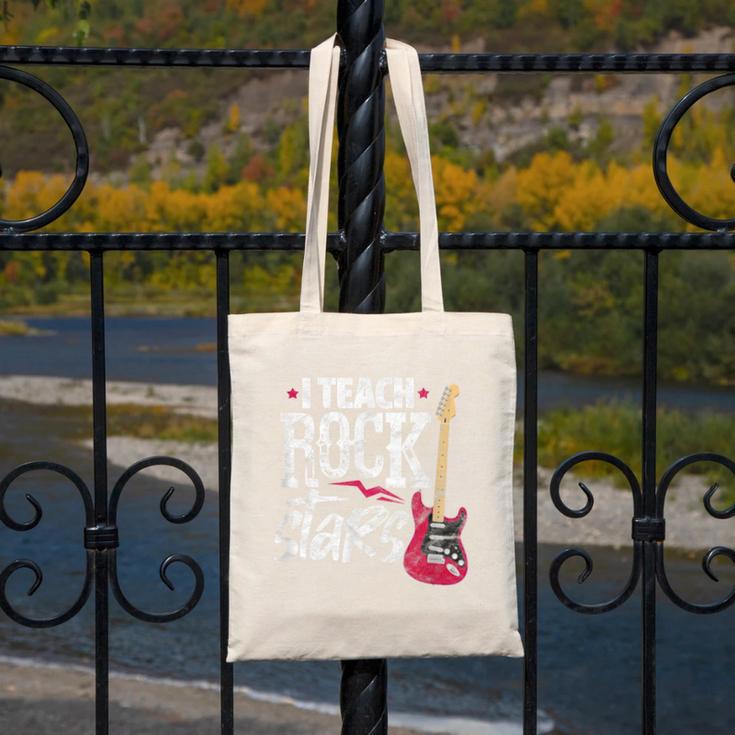 I Teach Rock Stars Music Teacher Guitar Player Canvas Tote Bag, funny design
