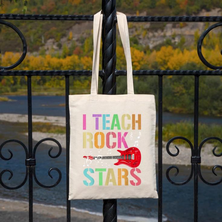I Teach Rockstars Band Vibes Teacher Rocks My Music Teaching Canvas Tote Bag, funny design