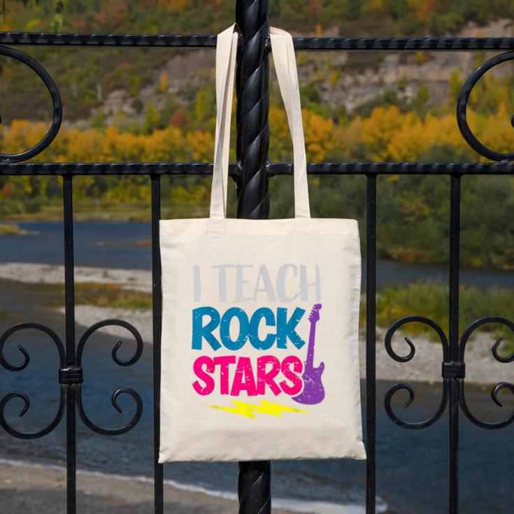 I Teach Rockstars Tee Orchestra Music Teacher Back To School Canvas Tote Bag, funny design
