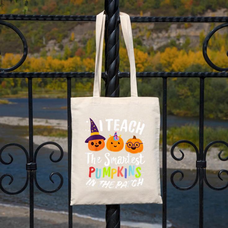 I Teach The Smartest Pumpkins The Patch Teacher Fall Season For Men Women Kids Canvas Tote Bag, funny design