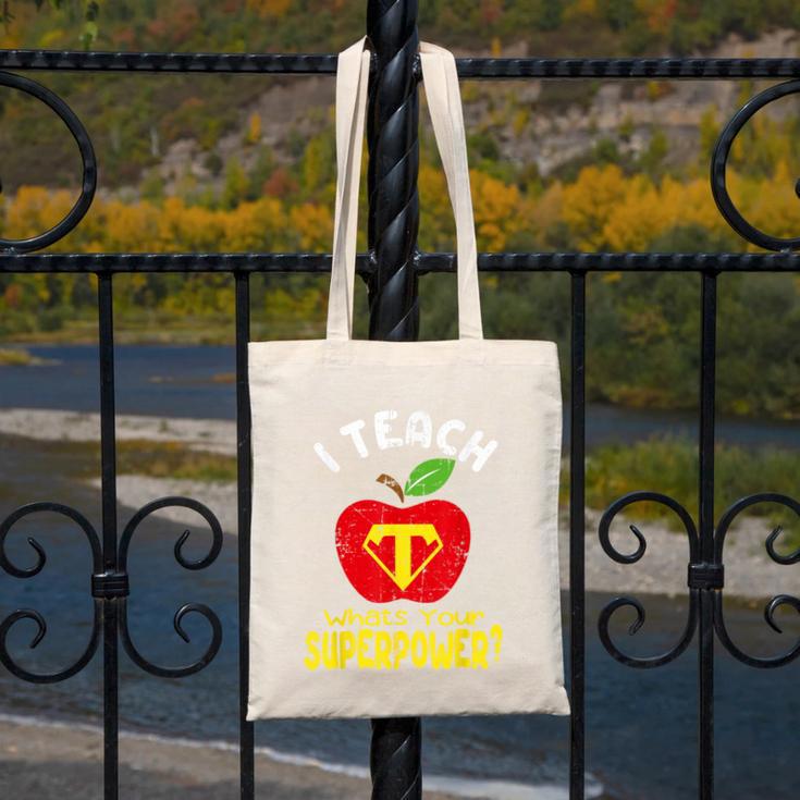 I Teach What's Your Superpower Superhero Teacher Canvas Tote Bag, funny design I Teach What's Your Superpower Superhero Teacher Canvas Tote Bag, funny design