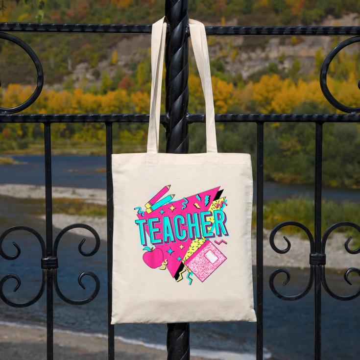 Teacher 90s Retro Colorful Teacher Of The 90s Back To School Canvas Tote Bag, 90s Teacher Gifts, funny design Teacher 90s Retro Colorful Teacher Of The 90s Back To School Canvas Tote Bag, 90s Teacher Gifts, funny design