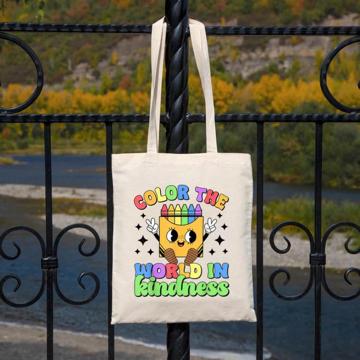 Teacher Back To School Color In Kindness Crayon Pencil Canvas Tote Bag, funny design Teacher Back To School Color In Kindness Crayon Pencil Canvas Tote Bag, funny design