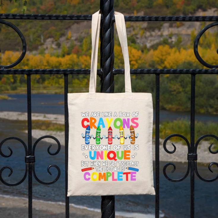 Teacher We Are Like a Box Of Crayons For Men Women Kids Canvas Tote Bag, funny design Teacher We Are Like a Box Of Crayons For Men Women Kids Canvas Tote Bag, funny design