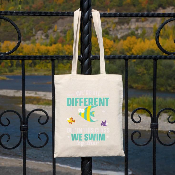 Teacher We All Different But In This Class We Swim Together Canvas Tote Bag, funny design Teacher We All Different But In This Class We Swim Together Canvas Tote Bag, funny design