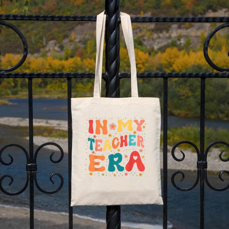 In My Teacher Era First Day Of School Back To School Retro Canvas Tote Bag, funny design In My Teacher Era First Day Of School Back To School Retro Canvas Tote Bag, funny design