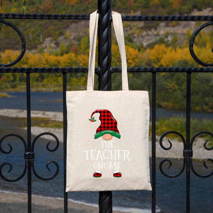 Teacher Gnome Xmas Family Matching Plaid Christmas Gnomes Canvas Tote Bag, funny design Teacher Gnome Xmas Family Matching Plaid Christmas Gnomes Canvas Tote Bag, funny design