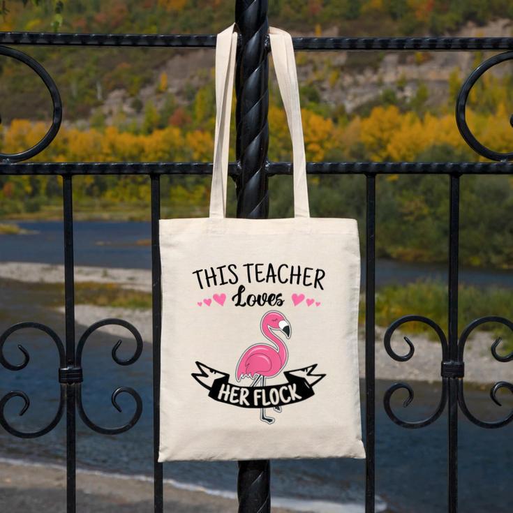 This Teacher Loves Her Flock Cute Flamingo Teacher Canvas Tote Bag, funny design This Teacher Loves Her Flock Cute Flamingo Teacher Canvas Tote Bag, funny design