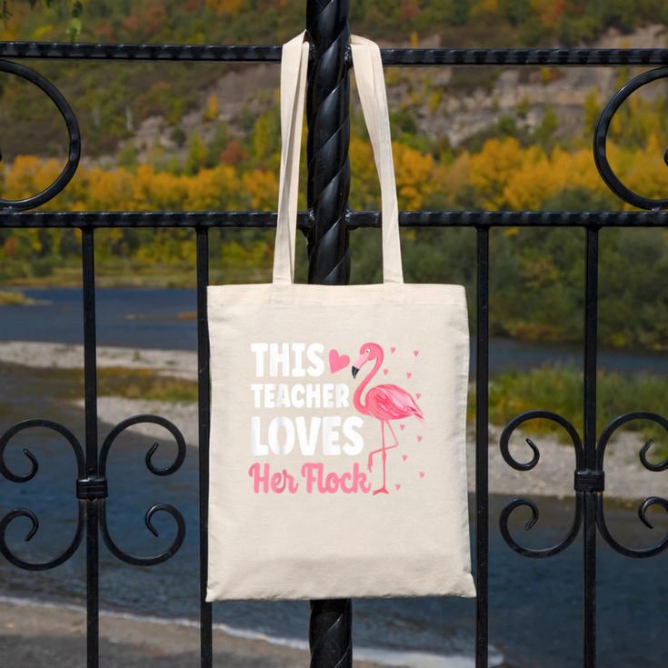 This Teacher Loves Her Flock Teaching Flamingo Girl Canvas Tote Bag, funny design This Teacher Loves Her Flock Teaching Flamingo Girl Canvas Tote Bag, funny design