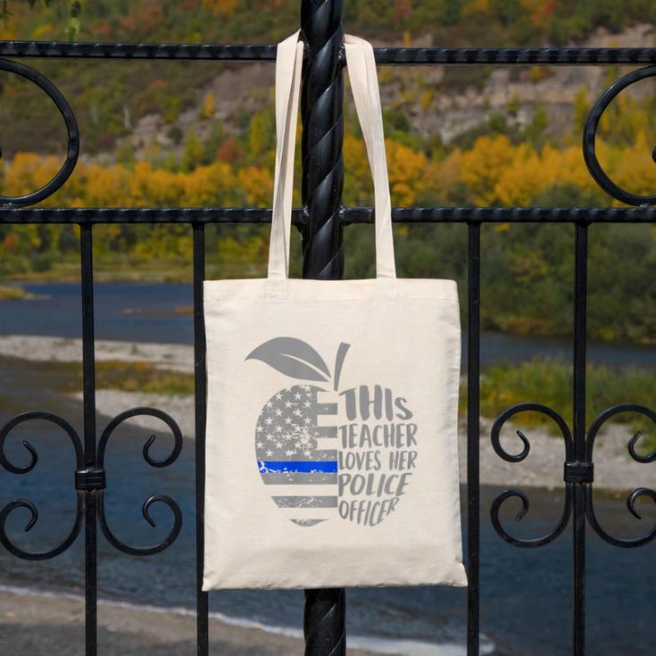This Teacher Loves Her Police Officer Wife Saying Canvas Tote Bag, funny design