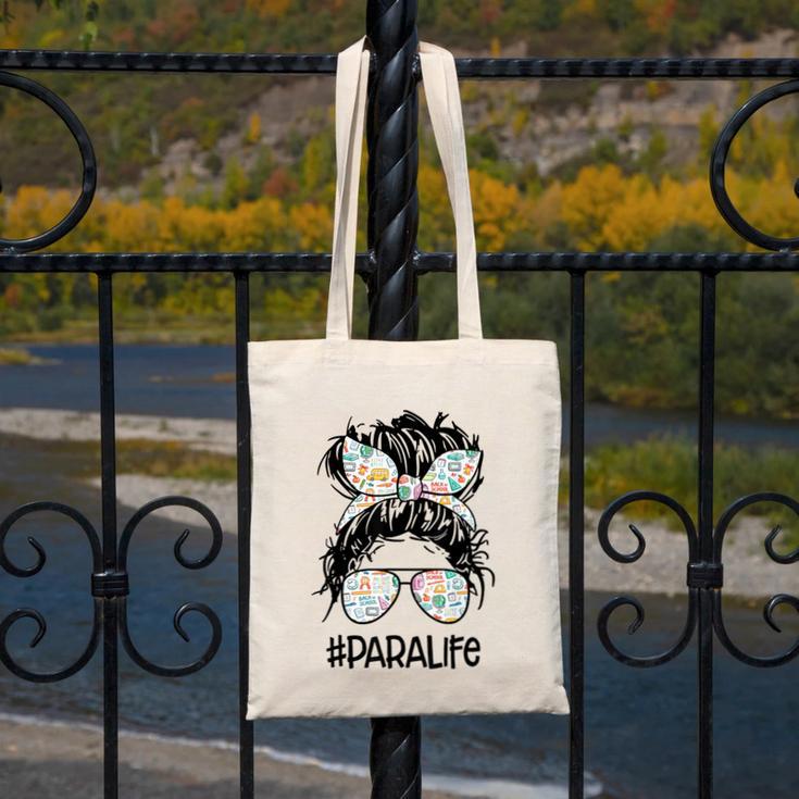 Teacher Para Life Tee Paraprofessional Cute Messy Bun Canvas Tote Bag, funny design Teacher Para Life Tee Paraprofessional Cute Messy Bun Canvas Tote Bag, funny design