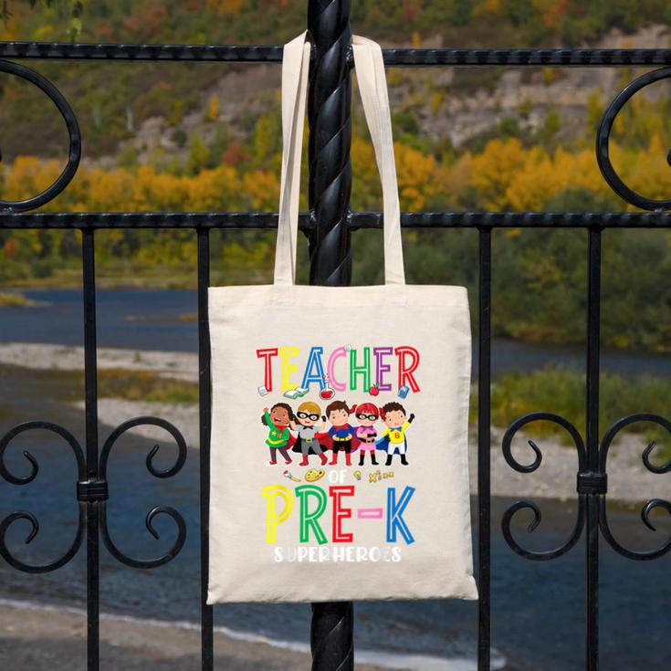 Teacher Of Pre K Superheroes Teacher New School Year Men Women Canvas Tote Bag, funny design Teacher Of Pre K Superheroes Teacher New School Year Men Women Canvas Tote Bag, funny design