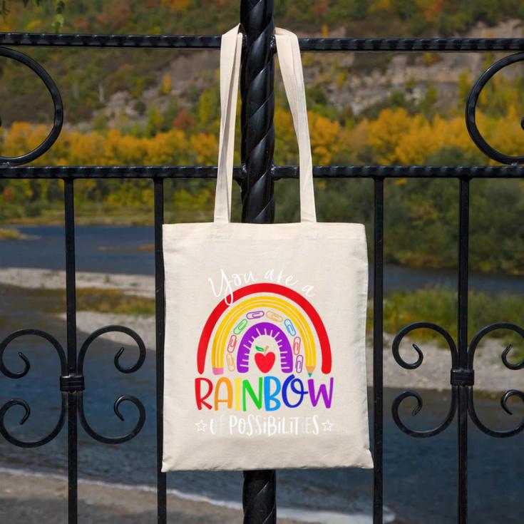 Teacher You Are a Rainbow Of Possibilities Funny Canvas Tote Bag, funny design