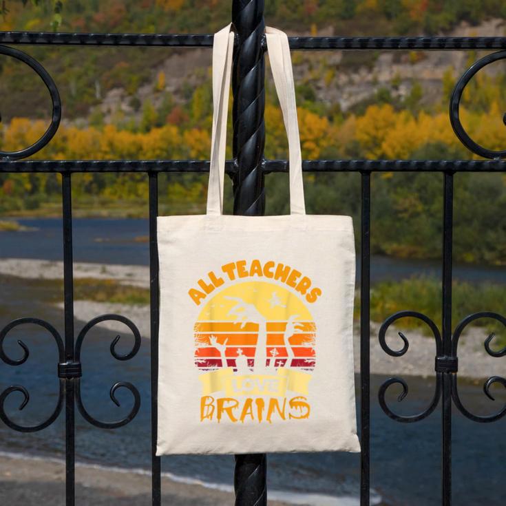 Teacher Shirts Halloween All Teachers Love Brains Canvas Tote Bag, funny design Teacher Shirts Halloween All Teachers Love Brains Canvas Tote Bag, funny design