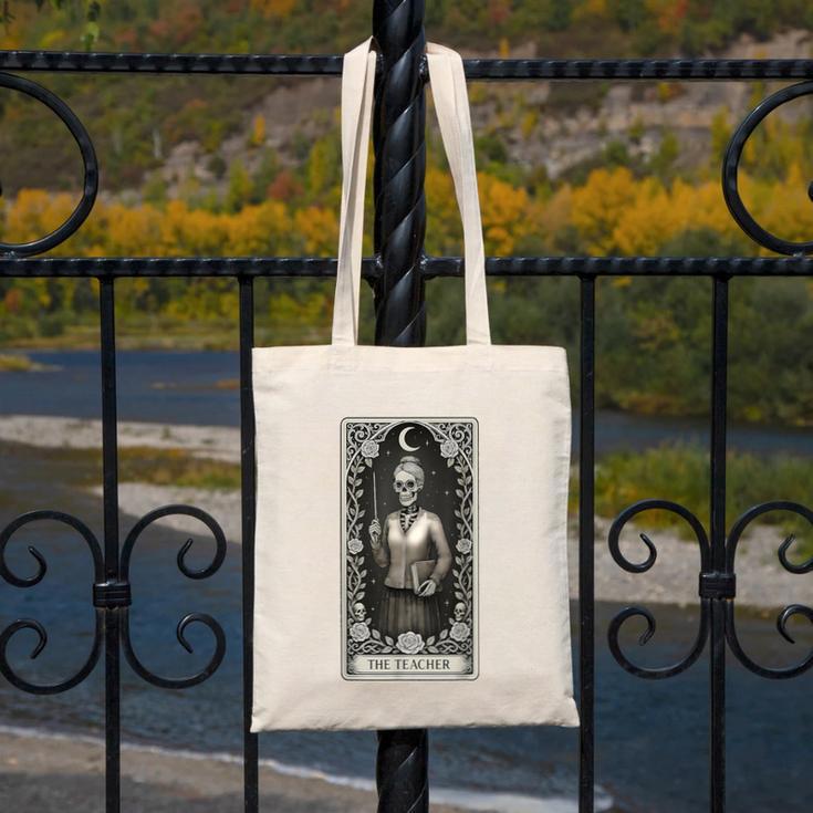 The Teacher Skeleton Tarot Card Canvas Tote Bag, funny design The Teacher Skeleton Tarot Card Canvas Tote Bag, funny design