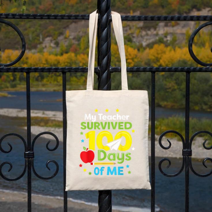 My Teacher Survived 100 Days Of Me Canvas Tote Bag, funny design My Teacher Survived 100 Days Of Me Canvas Tote Bag, funny design