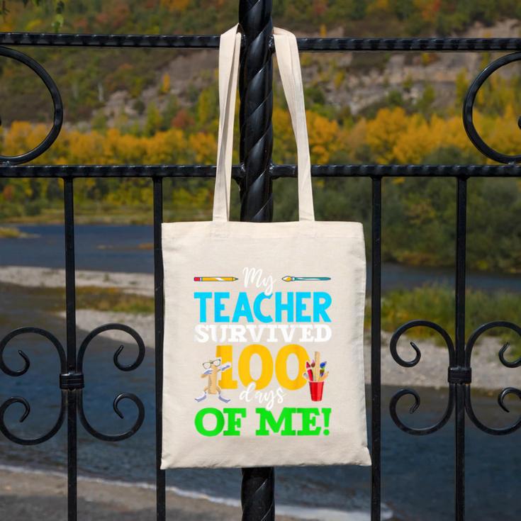 My Teacher Survived 100 Days Of Me Dab 100 Days Of School For Men Women Kids Canvas Tote Bag, funny design