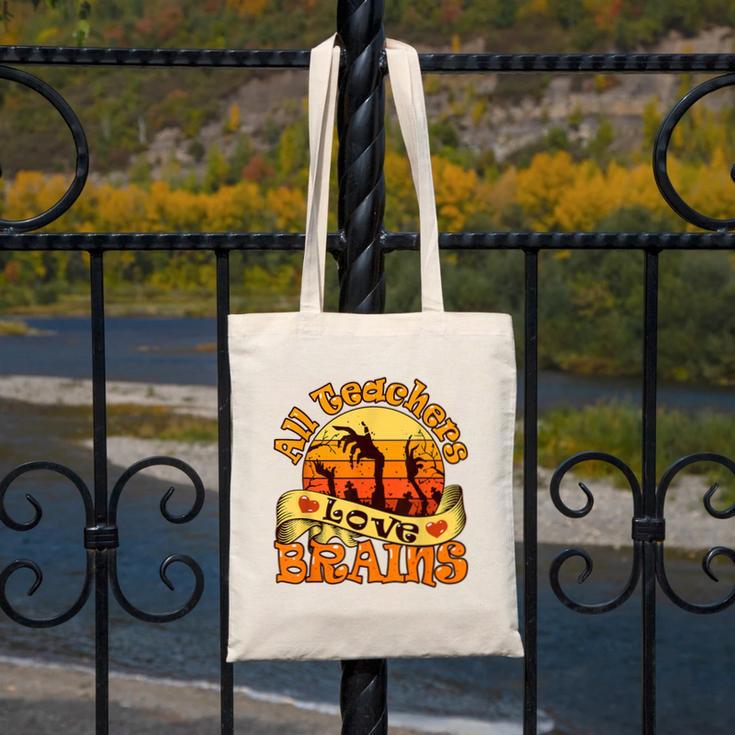 Teacher All Teachers Love Brains Halloween Party Canvas Tote Bag, funny design Teacher All Teachers Love Brains Halloween Party Canvas Tote Bag, funny design