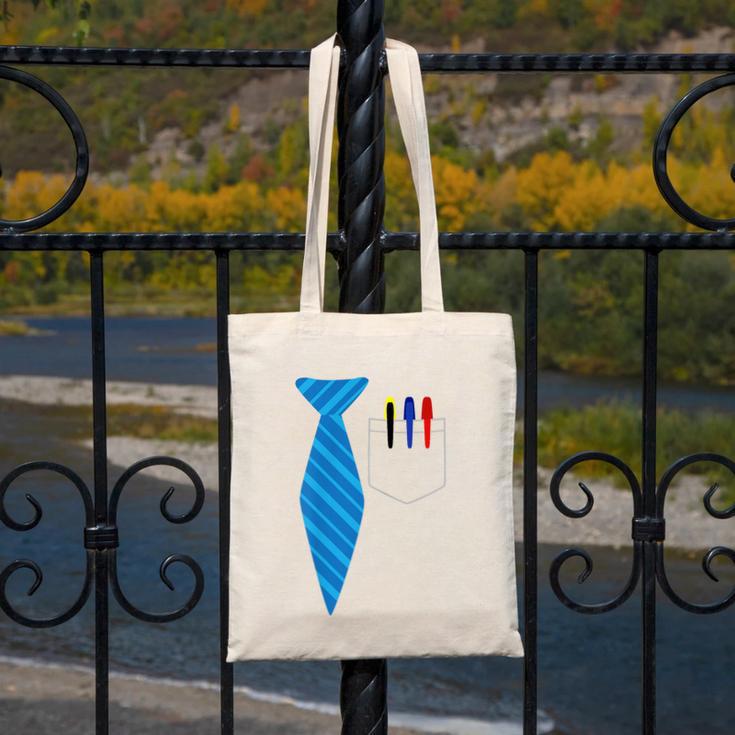Teacher Tie & Pocket Protector Costume School Canvas Tote Bag, funny design Teacher Tie & Pocket Protector Costume School Canvas Tote Bag, funny design