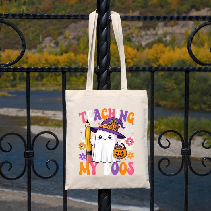 Teaching My Boos Ghost Teacher Cute Pencil Halloween Teacher Canvas Tote Bag, funny design Teaching My Boos Ghost Teacher Cute Pencil Halloween Teacher Canvas Tote Bag, funny design