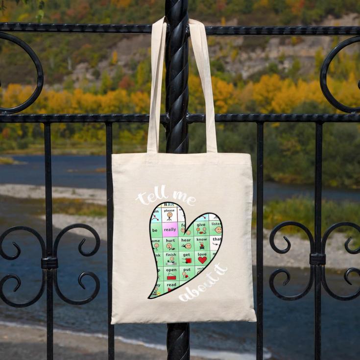 Tell Me About It Speech Pathology Aac Sped Teacher Canvas Tote Bag, funny design Tell Me About It Speech Pathology Aac Sped Teacher Canvas Tote Bag, funny design