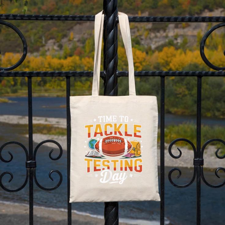 Test Day State Football Tackle Testing Day Sports Teacher Canvas Tote Bag, funny design