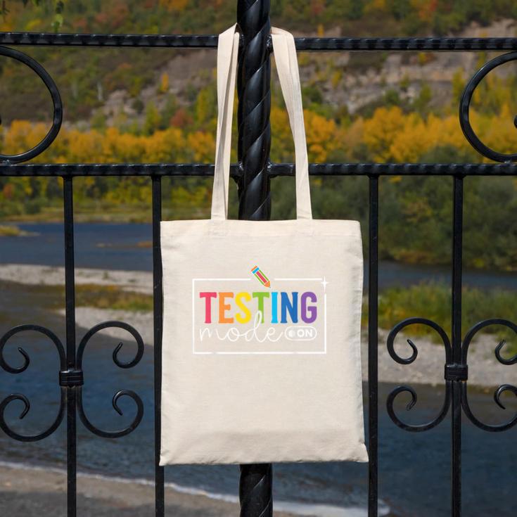 Testing Mode On Testing Day Motivational Teacher Kids Canvas Tote Bag, funny design Testing Mode On Testing Day Motivational Teacher Kids Canvas Tote Bag, funny design