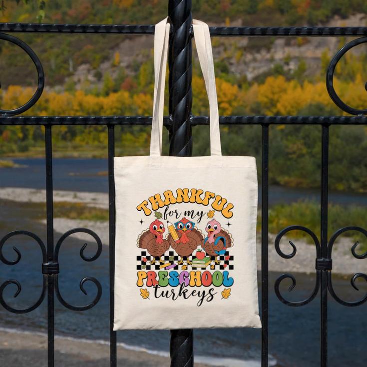 Thankful For My Preschool Turkeys Thanksgiving Teacher Fall Canvas Tote Bag, funny design Thankful For My Preschool Turkeys Thanksgiving Teacher Fall Canvas Tote Bag, funny design