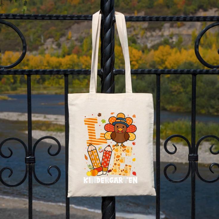 Thanksgiving Love Kindergarten Teacher Turkey Autumn Fall Canvas Tote Bag, funny design